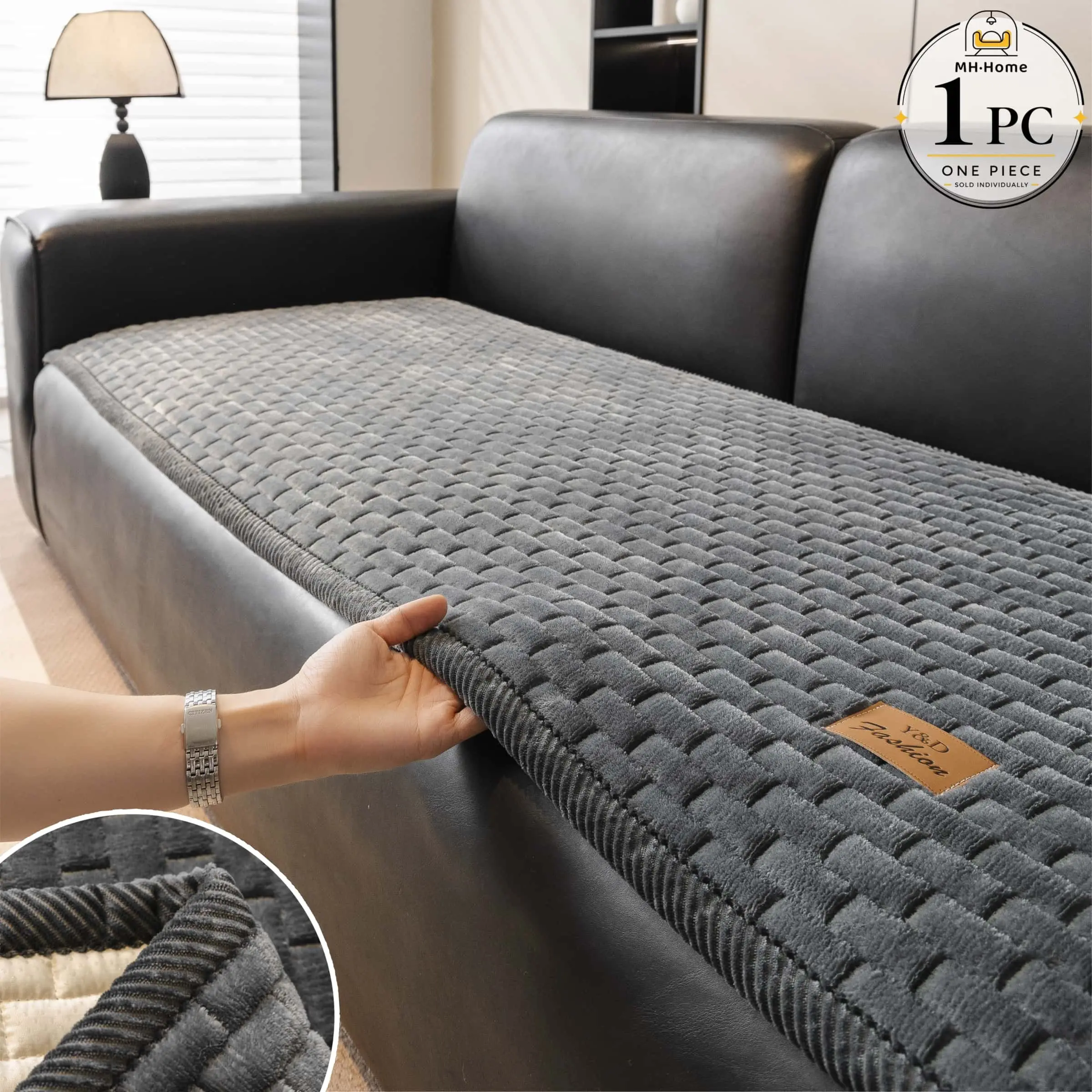 Plush Sofa Cover, Pet-Friendly Furniture Protector, Reusable Couch Protector, Multi-Color Soft Textured Couch Seat Pad, Non-Slip Machine Washable Sofa Cover for Sectional, Loveseat, Armchair & 1-4 Seater Couch, Sofa Covers Washable