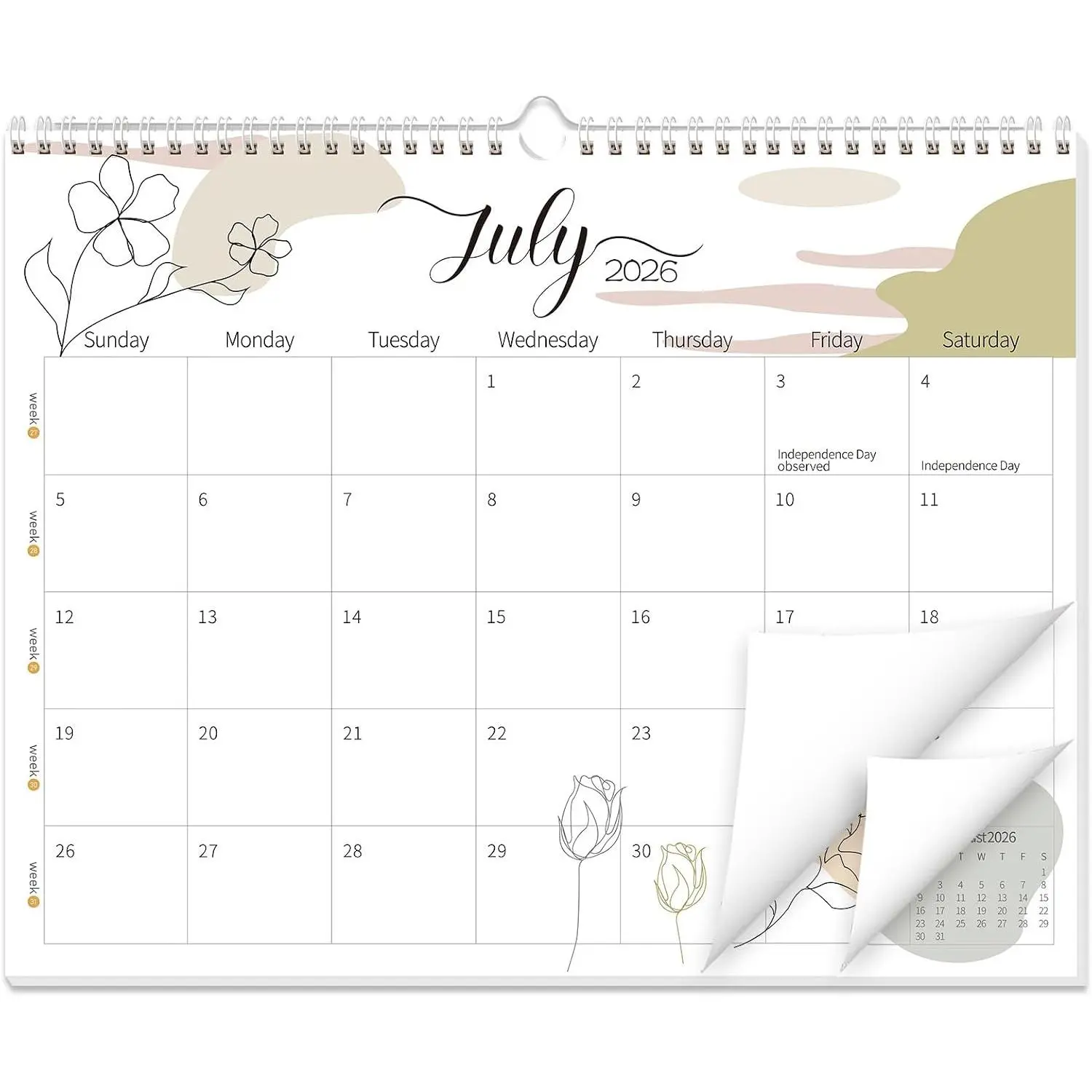 2026-2027 Wall Calendar, Jun 2026-Dec 2027,14" x 11.5" | 19-Month Planner, Monthly Calendar with Spiral Bound, Thick Paper and Week Numbers for School  Office