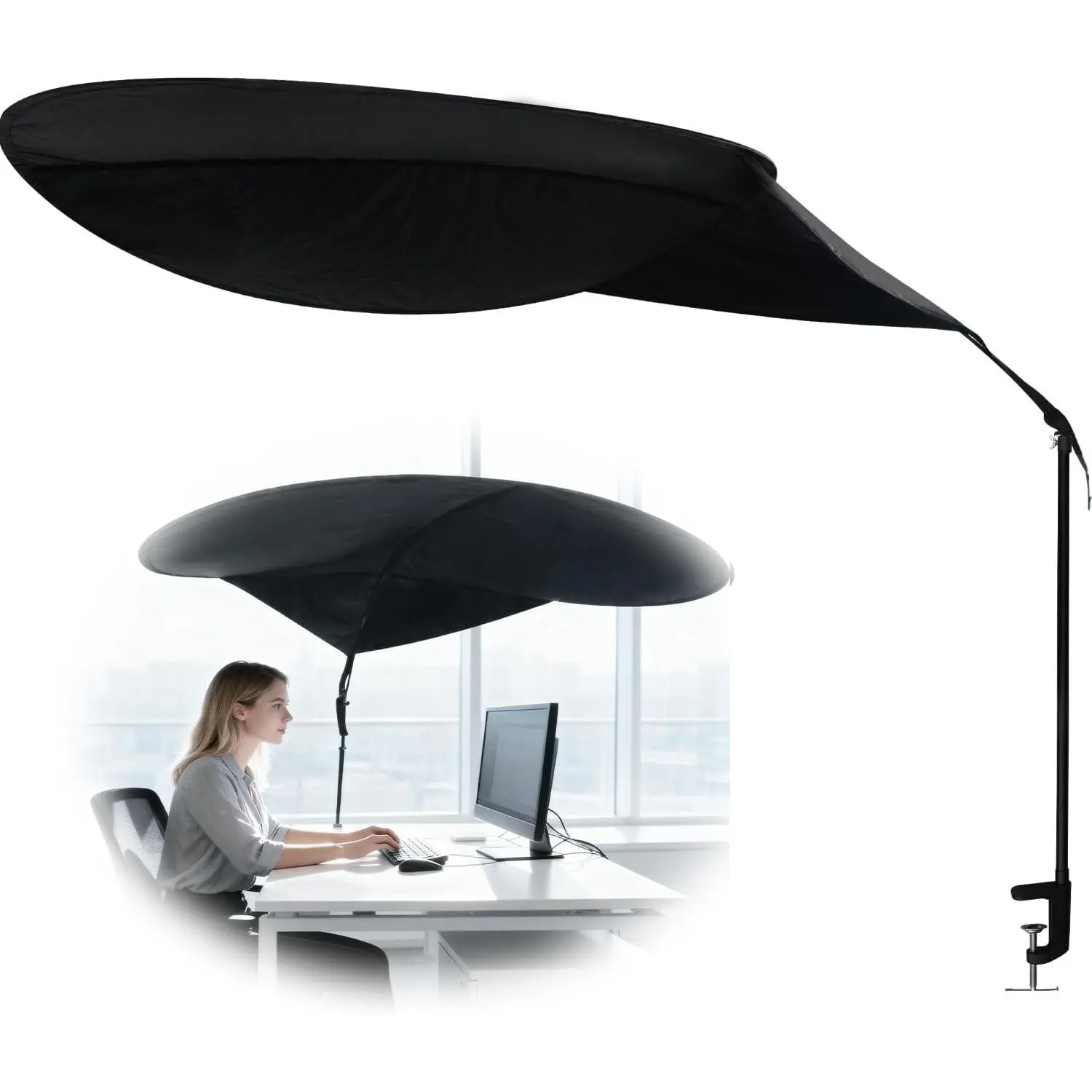 Office Cubicle and Desk Shade, Block Light and Privacy Protection for Cubicle, Black Light Shield, Diameter 65 inches