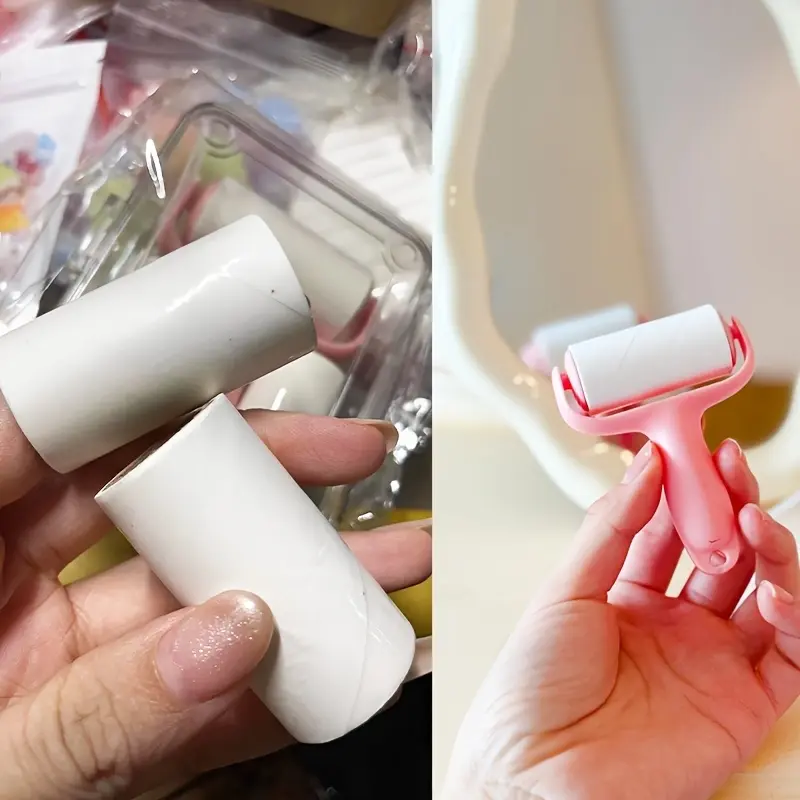 1 set (lint picker +3 rolls of paper) special replacement roll paper-mini-lint picker roller tearable replacement roll paper-super-sticky new portable roller lint picker mini-lint picker roller clothes hair remover carries the sticky artifact with you.