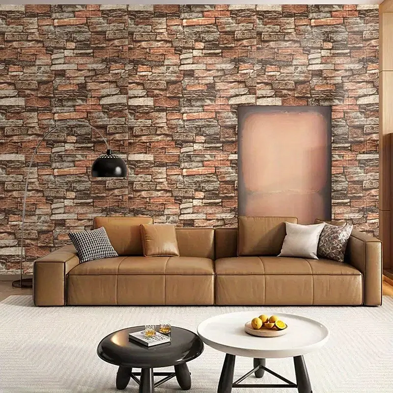Self-Adhesive Vintage Brick Texture Decorative Wallpaper, Easy to Cut and Clean, Ideal for Kitchen, Living Room, Bathroom, Office Decor