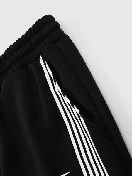 Men's Y2K Street Style Loose-Fit Straight Leg Sweatpants, Athleisure Style Bottoms, with Stripes & the Star Print, Casual Drawstring Waist Pants