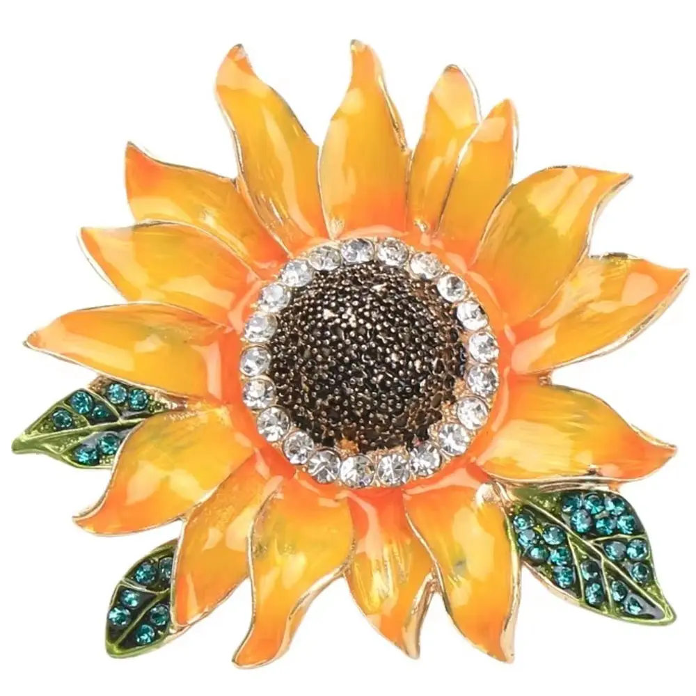Fashion Sunflower Brooches Beautiful Flowers Brooch for Women's Fashion Diamond Design Clothes Backpack Casual Pins Gifts