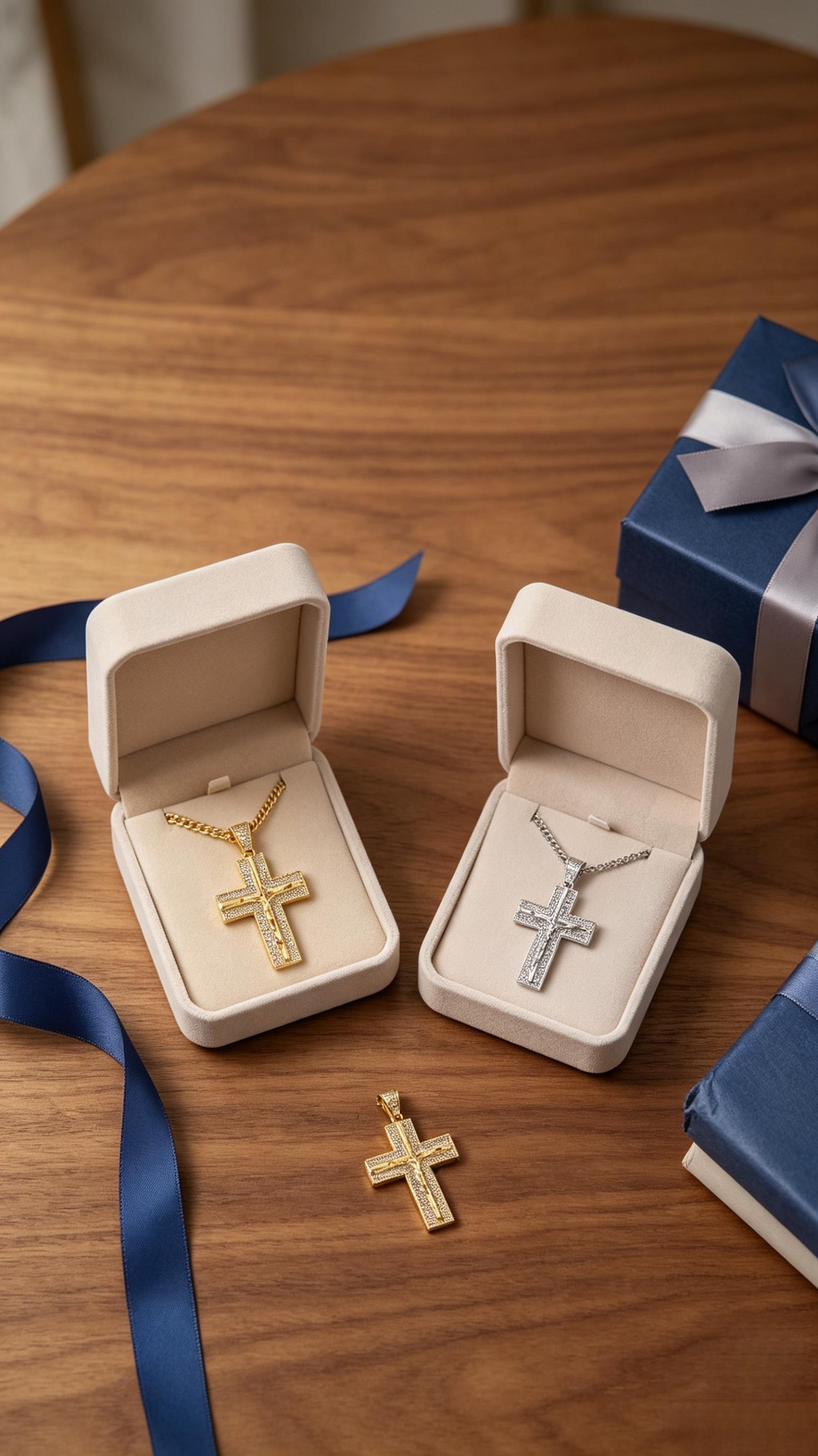 Men's Hip Hop Cross Necklace Iced Out Design with Cuban Chain