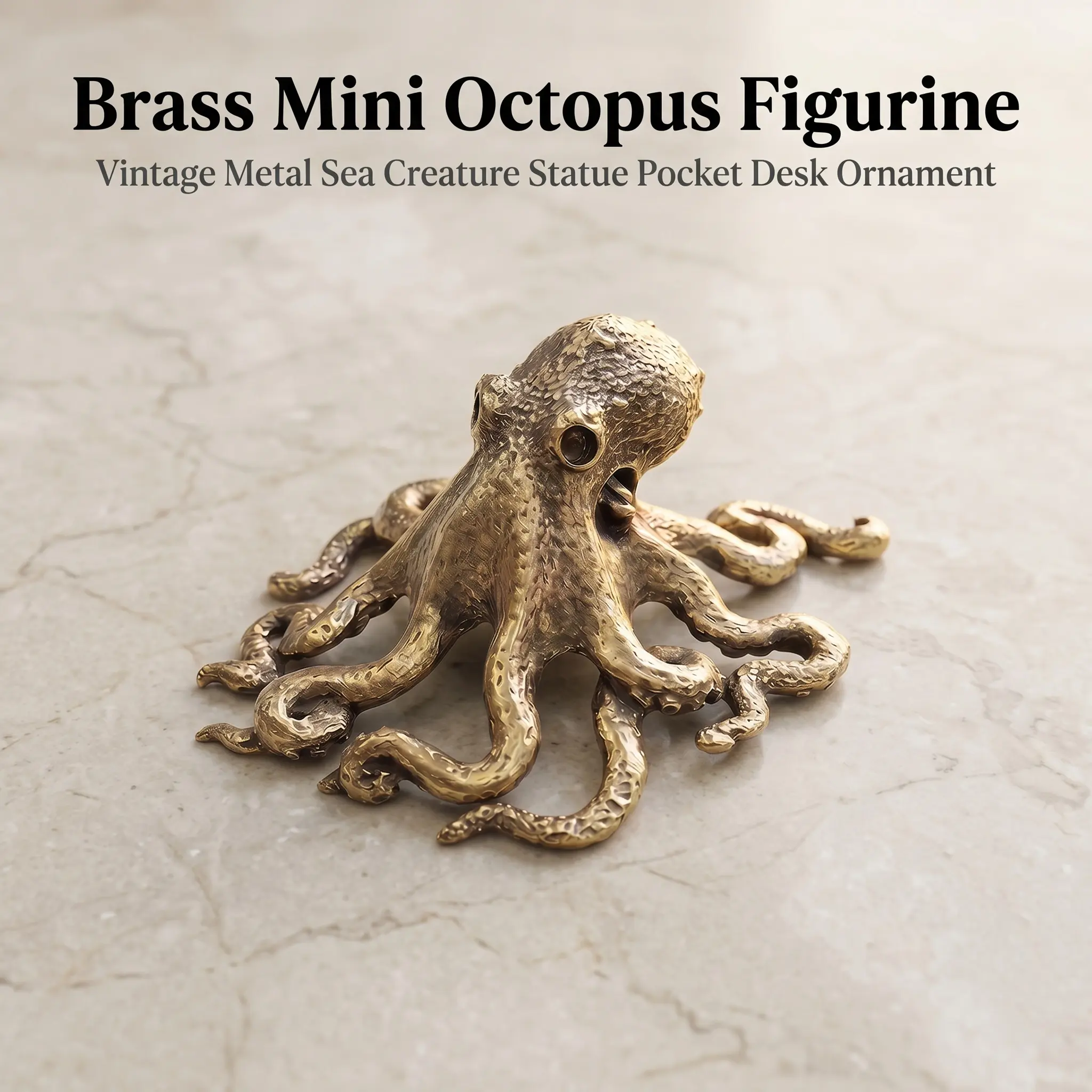 Octopus Shaped Brass Ornament, Modern Desktop Decoration, Solid Copper Animal Statue for Home Office Desk, Home Decor Supplies, Decorative Sculptures, Figurine, Animal Decorations-YY0