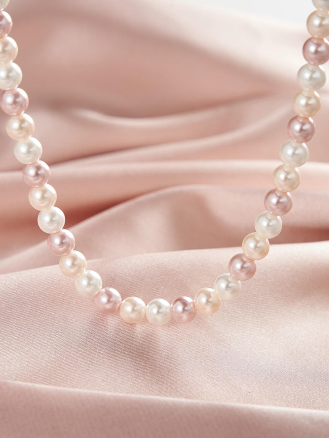 Vintage Mixed Color Shell Pearl Decorated Necklace with 925 Sterling Silver Chain, Fashion Jewelry Accessories for Women As Gift