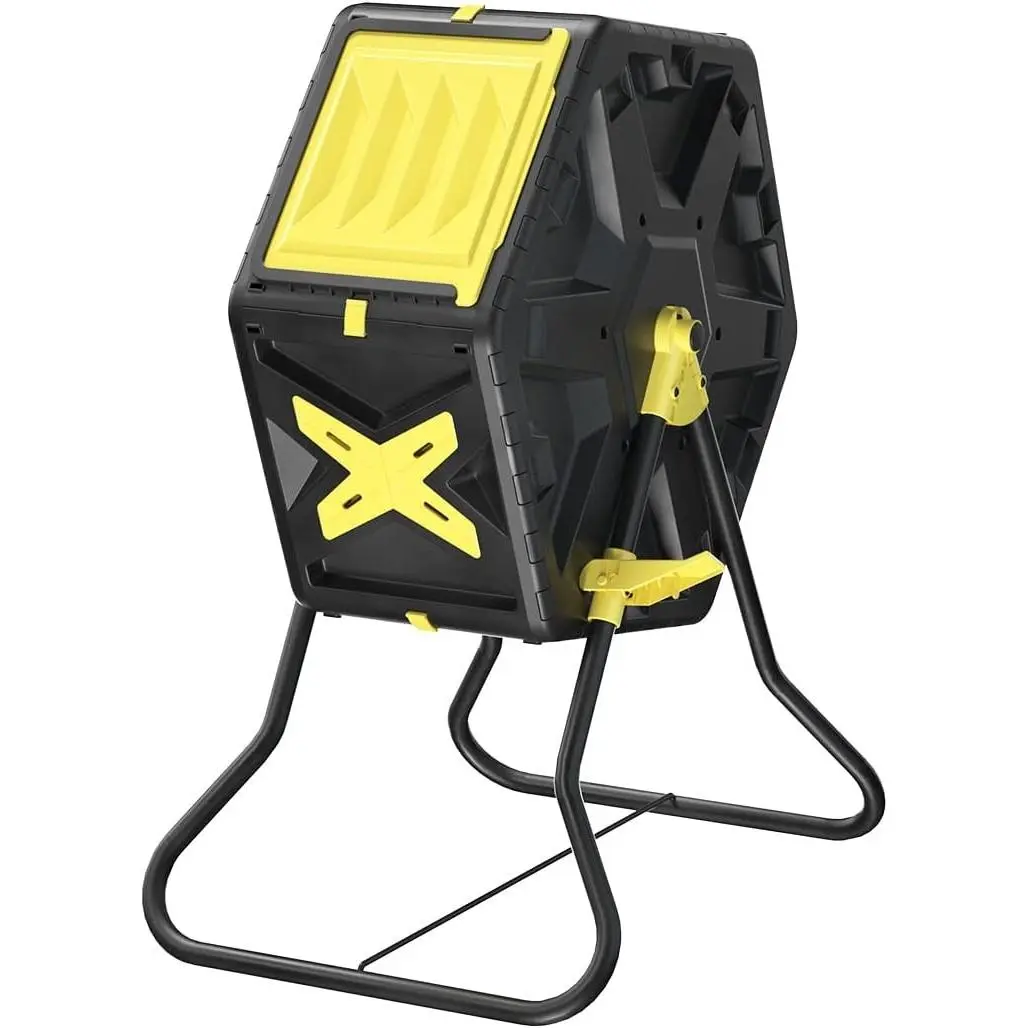 18.5 Gal Tumbling Compost Bin BPA Free Material - Outdoor Single Rotating Chamber Composter with Easy-Turn Fast-Working System for Garden Patio