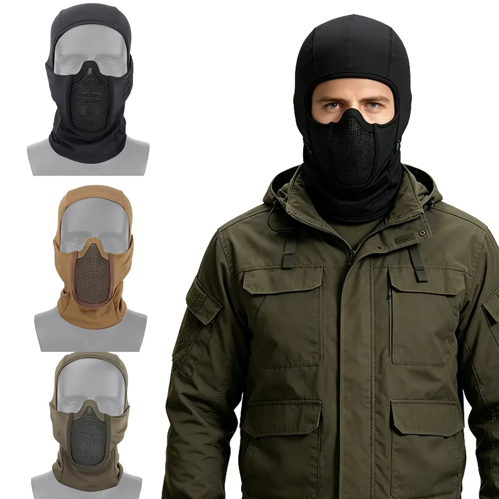Men's Sun Protection Balaclava with Mouth Steel Mesh Design, Lightweight and Elastic Full-head Coverage, Suitable for Motorcycle Riding, Cycling, Skiing, and Running.