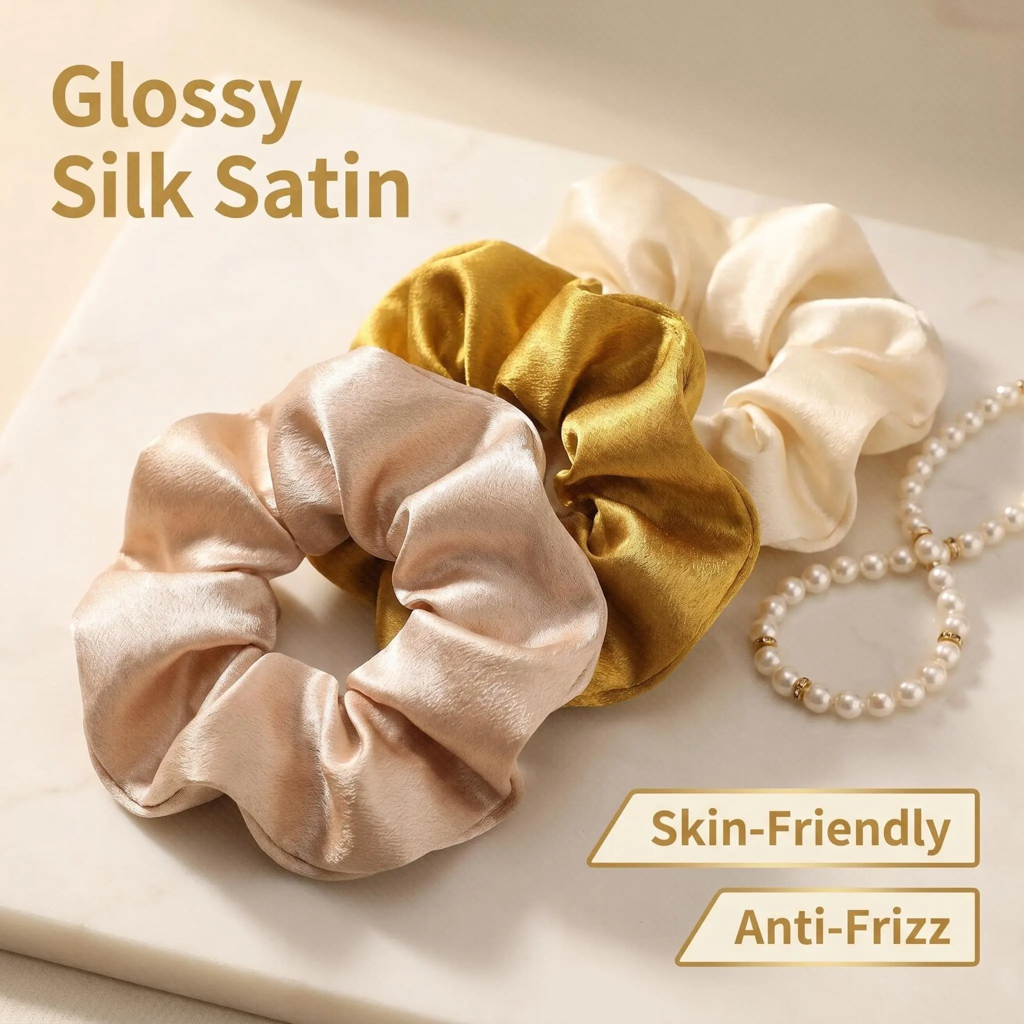 1 Scrunchie 2Pcs Crystal Satin for Women 12cm Fluffy Silhouette No Snagging Fabric Daily Outfits Cute Trendy Viral TikTok Find Summer Clearance