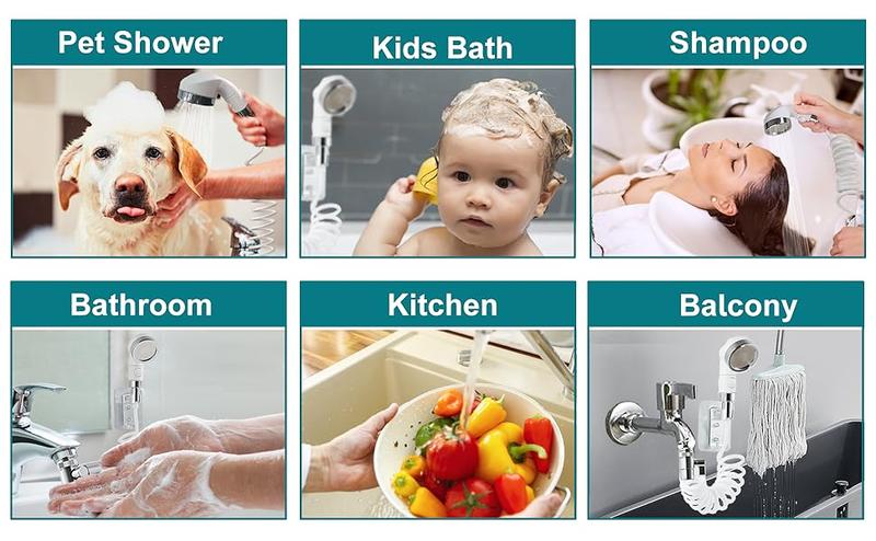 Sink Hose Sprayer Attachment for Faucet,Shower Head Sink Hose Attachment for Pets Dog Rinse, Hair Washing Rooms, Kitchens, Bathrooms, Laundry Rooms