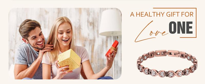 Pure Copper Bracelets for Women, Heart Crystal Magnetic Bracelets for Women with 3800 Gauss Ultra Magnets and Sizing Tool