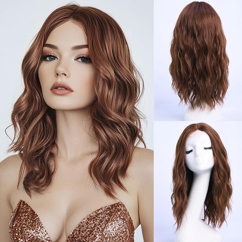 Ombre Blonde Ash Wavy Wigs  Hair Medium Length for Women Natural Looking Heat Resistant Dark Roots for Party Daily Use (Blonde,18 Inch)