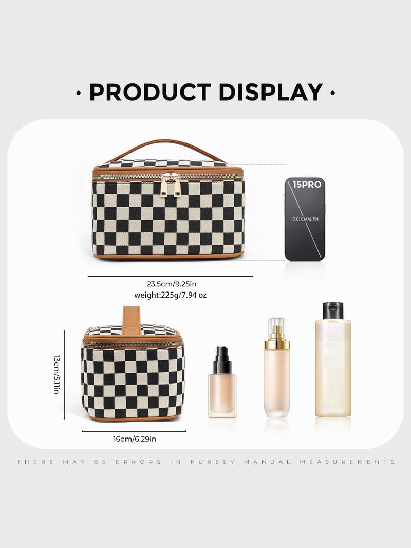 Large Capacity Cosmetic Bag, Portable Zipper Makeup Bag, Cosmetic Travel Bag with Zipper & Carry Handle, Toiletry Case Organizer Storage Pouch, Travel Cosmetic Bags