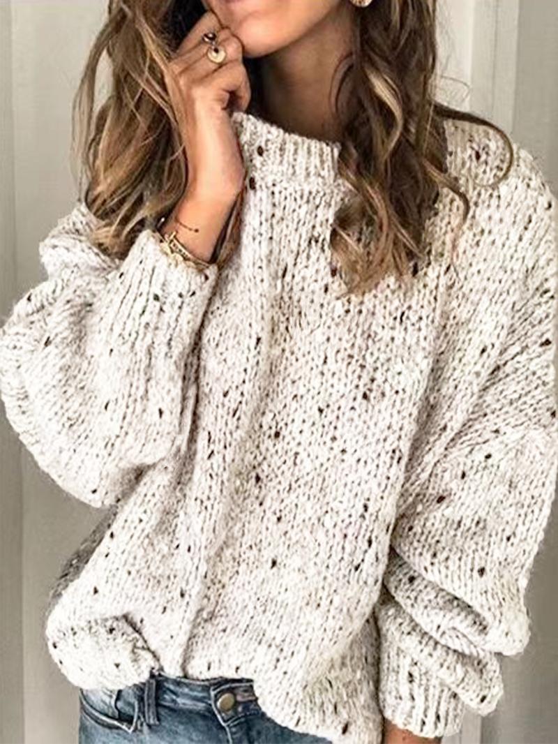 Women's Plain Drop Shoulder Sweater, Casual Long Sleeve Round Neck Jumper for Fall & Winter, Fashion Ladies' Knitwear for Daily Wear