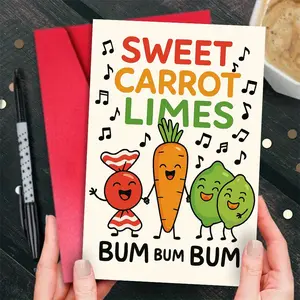 1pc Funny Sweet Carrot Limes Greeting Card – Perfect for Friends, Coworkers, and Family to Celebrate Birthdays, Anniversaries, or Just Brighten Someone' Day with Humor