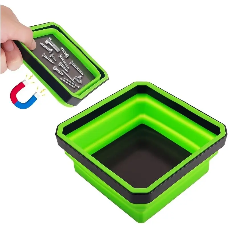 Foldable Magnetic Parts Tray Set, Silicone Magnetic Tool Tray, Ideal for Bolts Screws Nuts and Small Metal Parts, Organize Efficiently, Magnetic Toolbox Tray