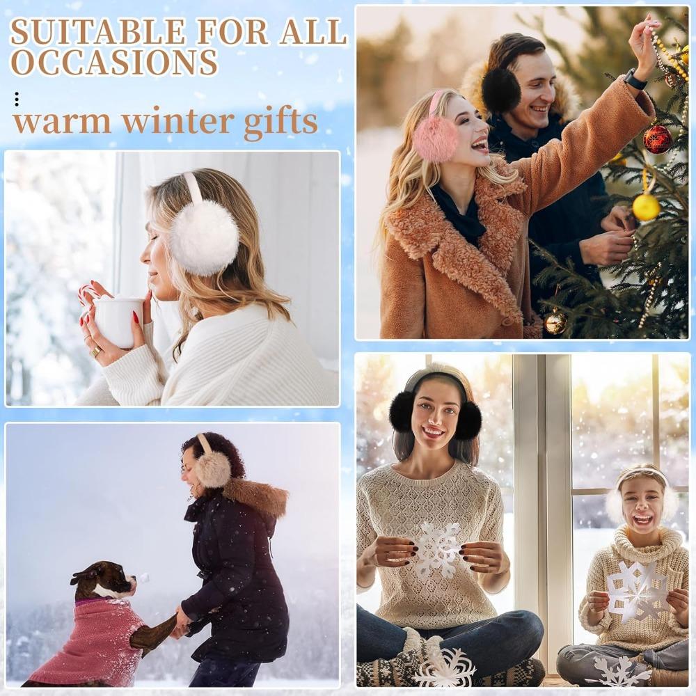 Ear Muffs Winter Women, Girls Adjustable Faux Fur Ear Warmers Comfy Cute Fuzzy Earmuffs