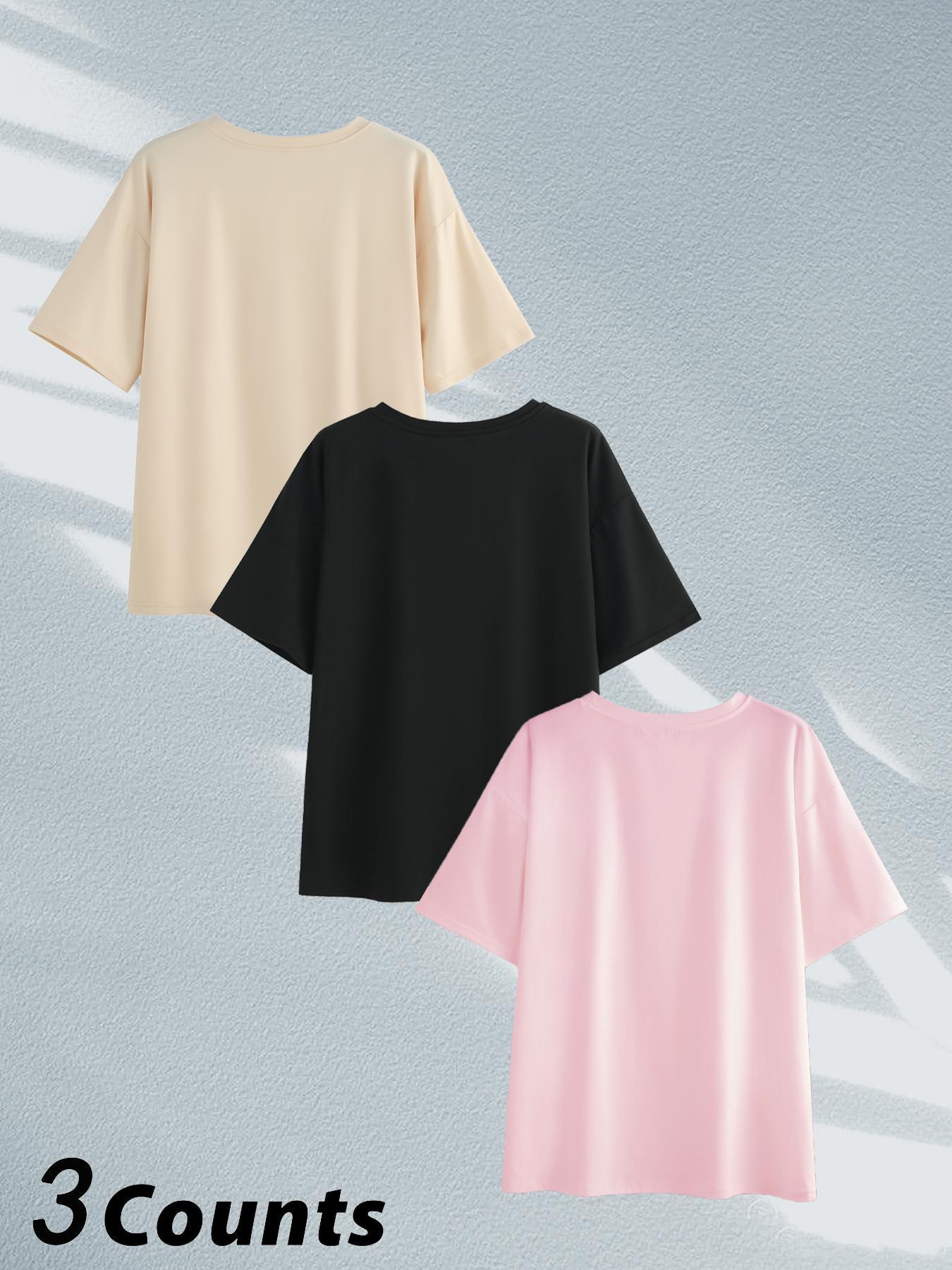 Women's Letter & Figure Print Round Neck Tee, Casual Short Sleeve Crew Neck T-shirt for Summer, Trendy T-shirts, Streetwear, Fashion Women's Top for Daily Wear, Clothing