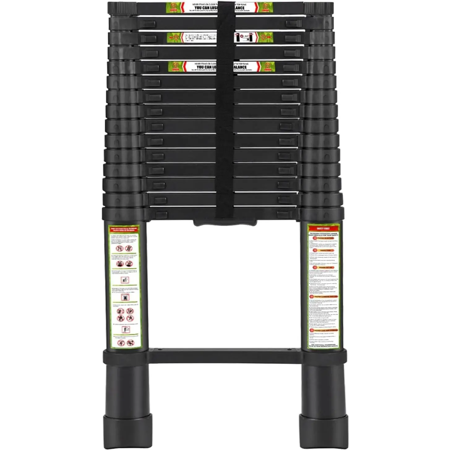 Telescoping Ladder 20.3 ft & Attic Ladder, Heavy Duty Aluminum with Non-Slip Feet, 330 lb Capacity for RV, Attic, Loft & Multi-Surface Use, Black