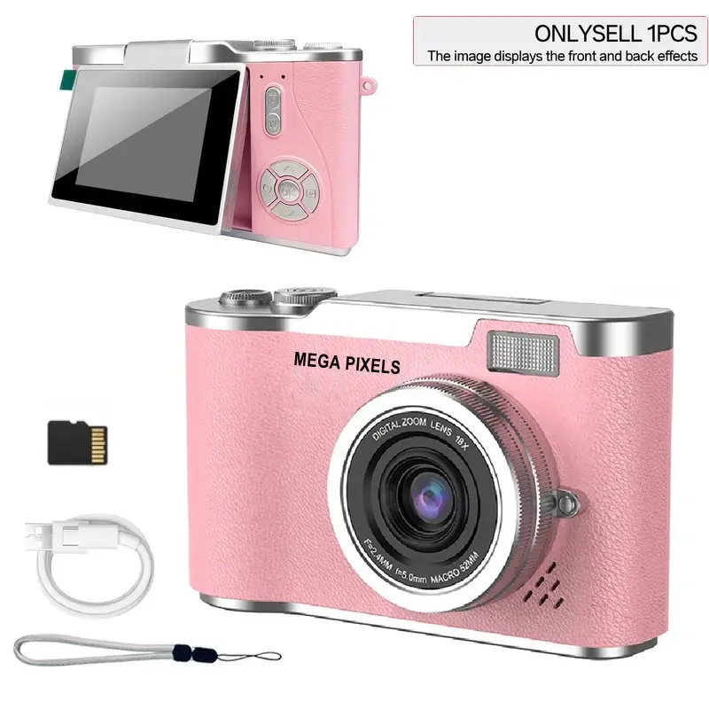 Flip Screen Retro Camera for Teens, Digicam, Pocket Digital Camera with Filters, Compact Portable Camera, Vintage Student Camera, Entry-Level Digital Camera with Memory Card, Perfect Gift for Christmas, Back to School & New Year