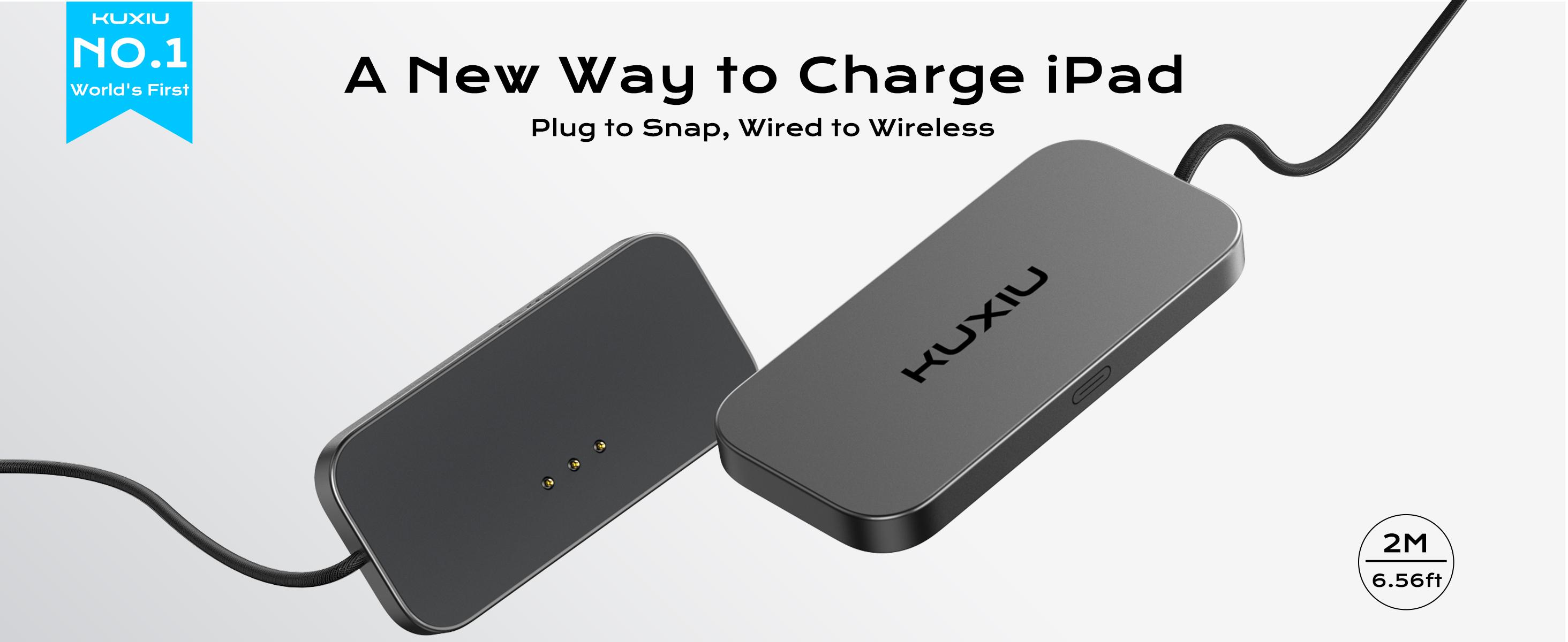 KUXIU Magnetic Smart Connector Charger for iPad Pro M4 11''/13'' 2024,Portable Fast Charging For iPad Pro 12.9'' 3rd/4th/5th/6th Gen,iPad Air 11''/13'' M2/M3,10.9''