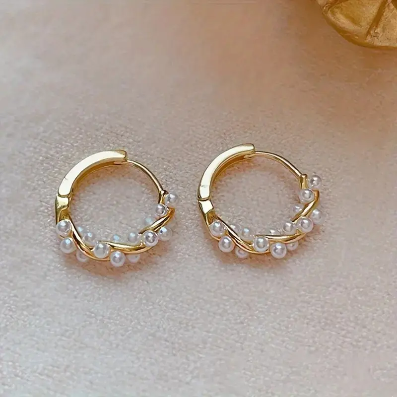 18K Gold Plated Pearl Earrings for Women, Elegant Dangle Earrings with Imitation Pearl, Timeless Fashion Jewelry Gift for Women Birthday, Anniversary, Holiday and Daily Wear tiktokshopbacktoschool