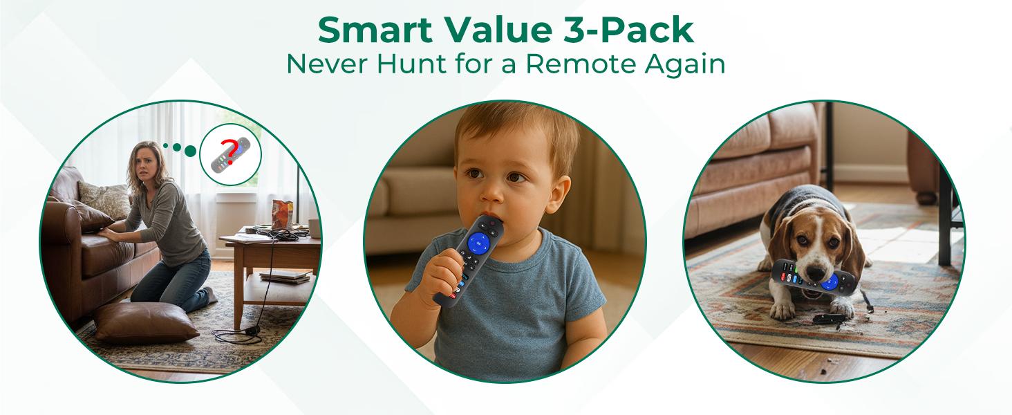 3 Packs Universal for Roku TV Remote, Replacement for TCL/Onn/Hisense/Element/Sharp/Haier/Hitachi/LG/Sanyo/JVC/Magnavox/RCA/Westinghouse Roku TV Remote with 8 Shortcuts One Touch Control Usb C Hdmi