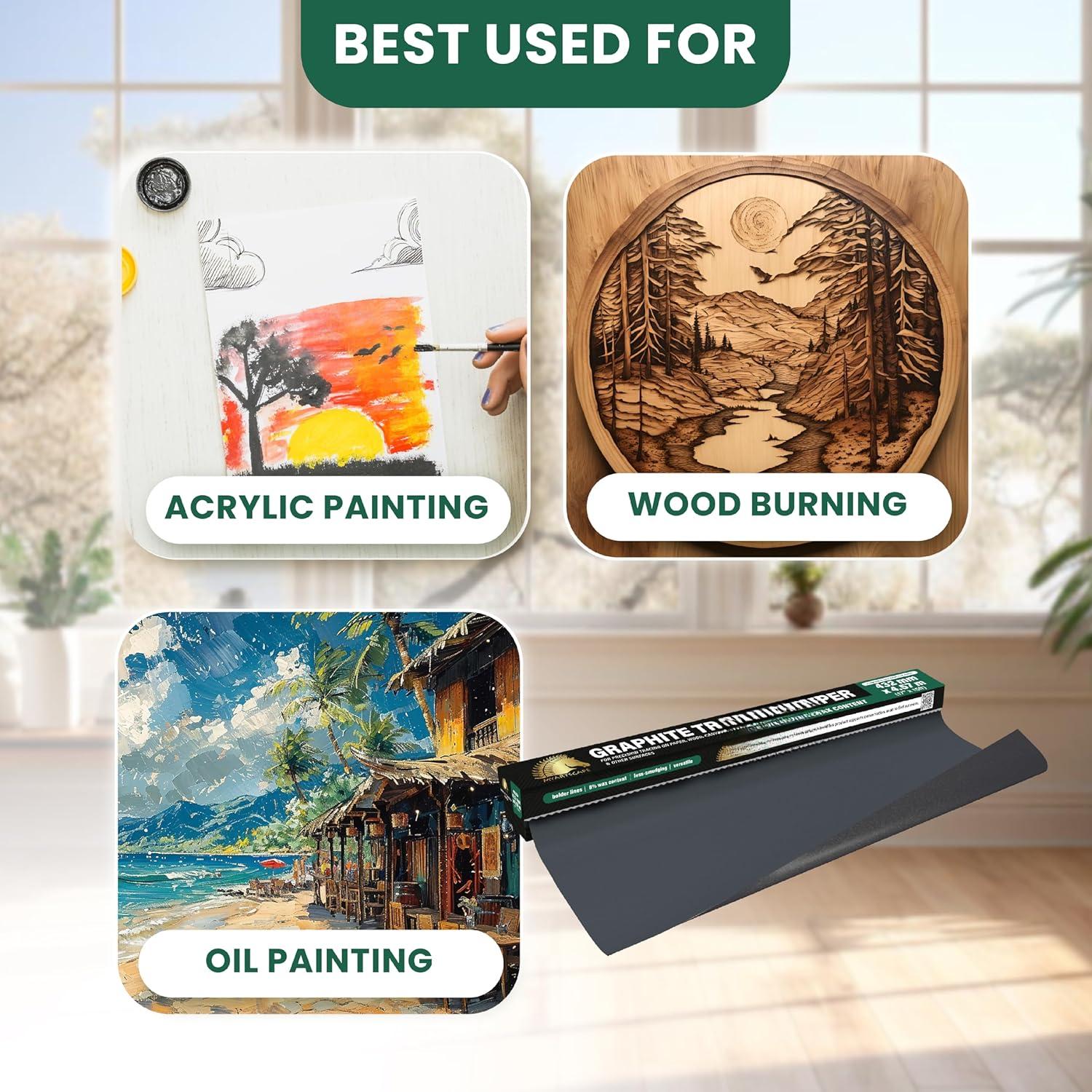 Graphite Transfer Paper Roll - Black Waxed Carbon Paper 17" x 15ft Transfer Paper Roll, Graphite Paper