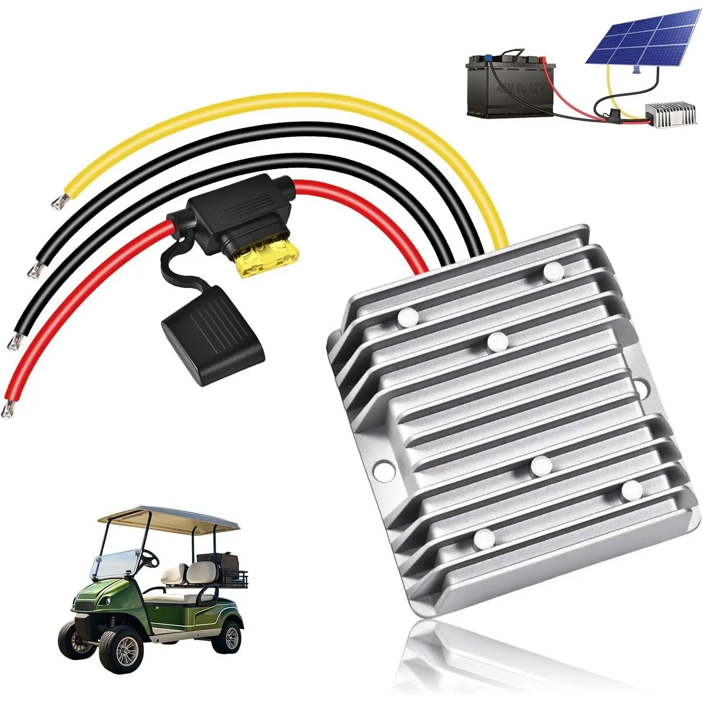 36V 48V to 12V Converter 20A 240W DC-DC Step Down Voltage Reducer with Fuse Waterproof for Golf Cart LED LightsGift