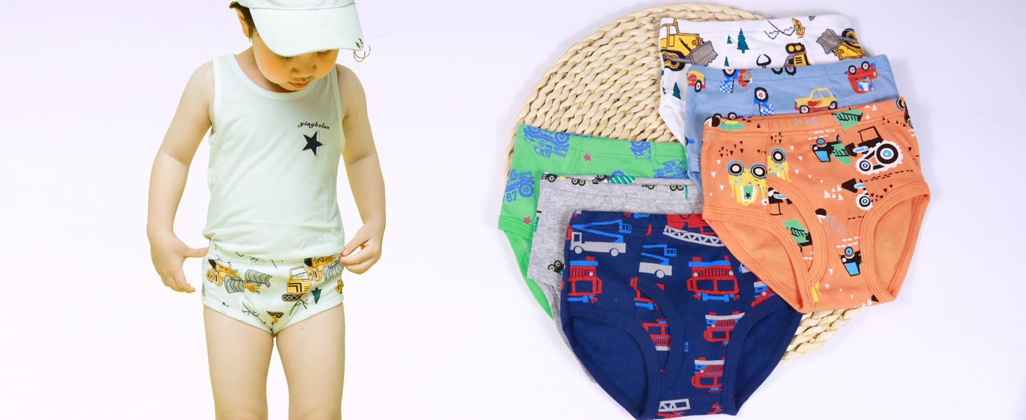 P-UDW02    Boys Soft Cotton Underwear For Toddler Boy Truck Dinosaur Multipacks Briefs Children Undies