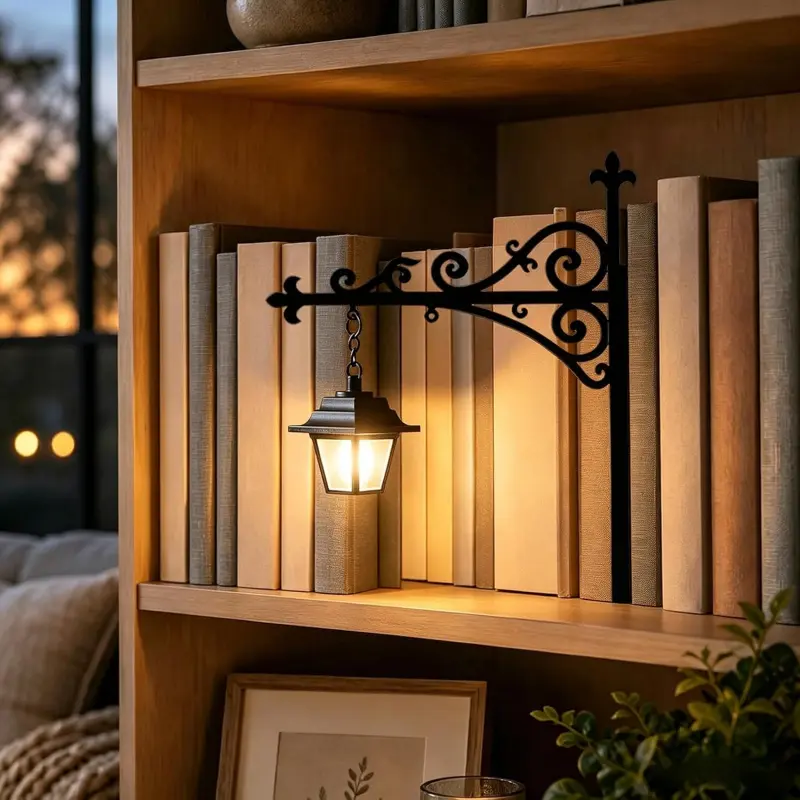 Ghost Bookshelf Lantern,Library Mini Bookshelf Lamp, Little Cute Lantern-Decorative Library Hanging Resin Lighting, Miniature Halloween Vintage Patchwork Reading Book LED Nightlight