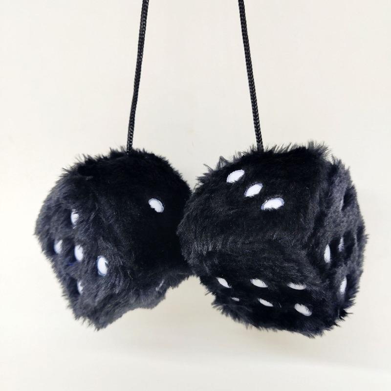 6cm long hair hot stamping dice plush toy cube pendant, rearview mirror pendant sieve