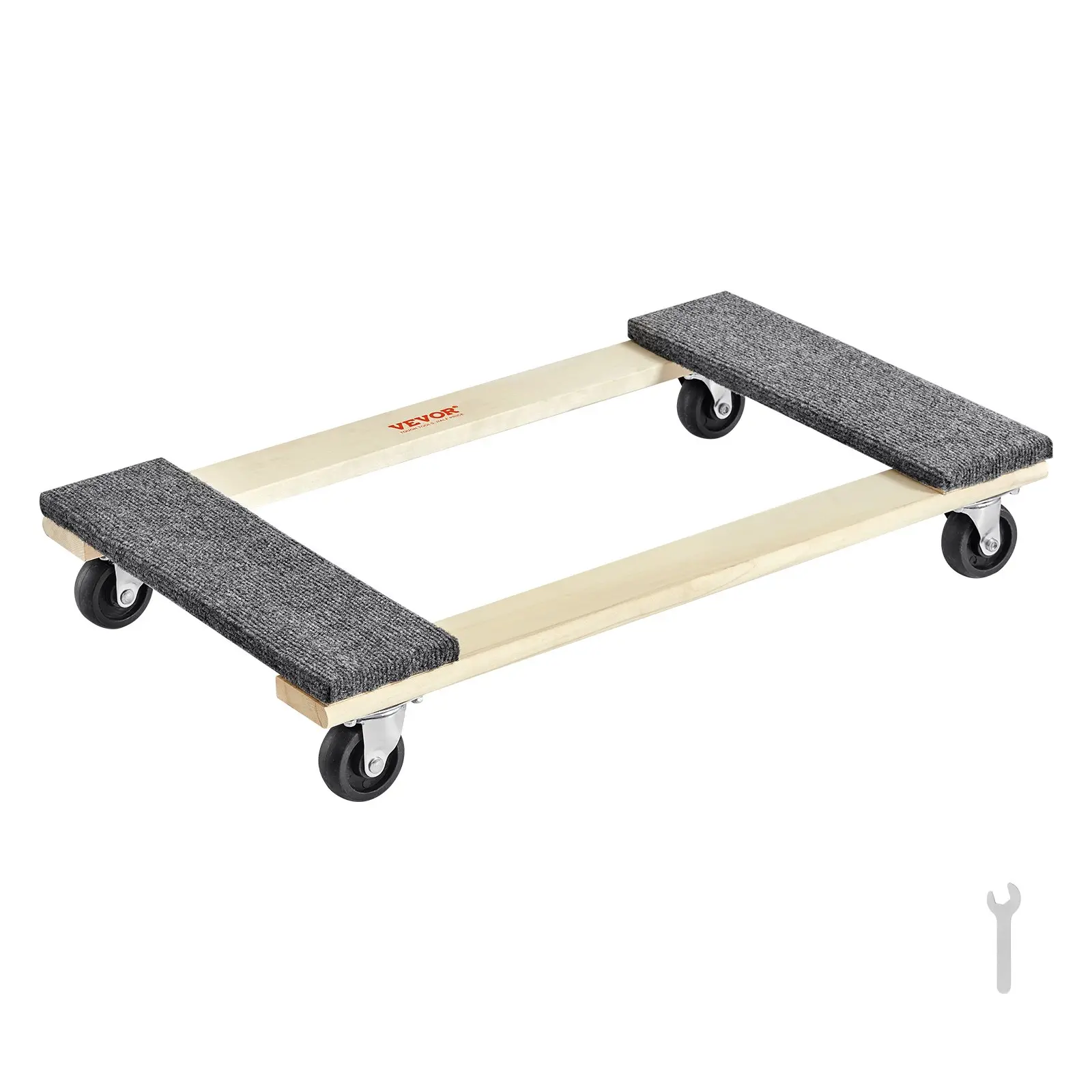 【DealsForYouDays】VEVOR Furniture Dolly, 1000 lbs Load Capacity, 18" x 30", 4x 3" PP Swivel Casters, Heavy Duty Hardwood Furniture Moving Dolly, Mover's Dolly, Moving Cart with Wheels for Heavy Furniture Home Cleaning