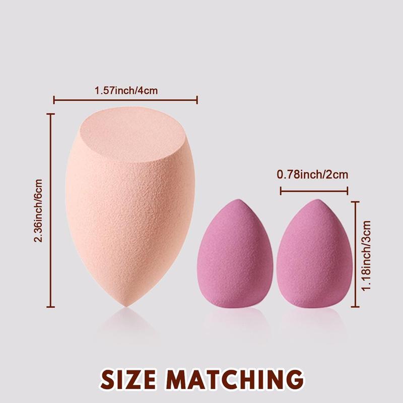 Makeup Sponge with Storage Bottle, 1 Set 2 Sizes Beauty Blenders for Liquid Foundation, Loose Powder, Concealer, Facial Detailing