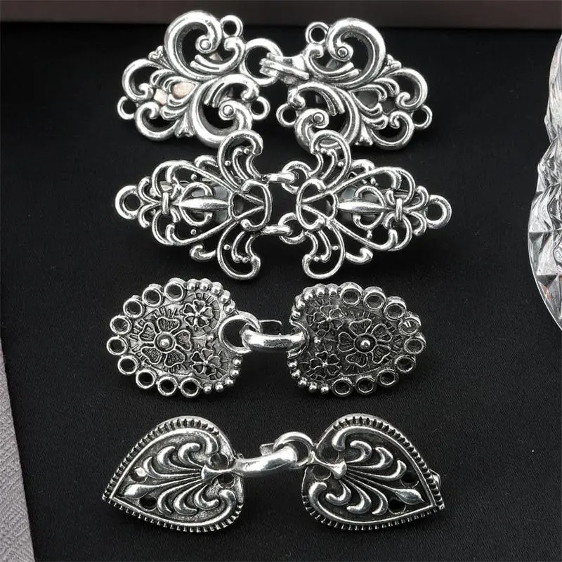 Women's Vintage Alloy Waist Cincher Clip Sets - 4-Style Mix Match Design, Reusable Cloak Clasp, Formal/Casual Business Accessory for Daily Wear, Dress Back Cinch, Shirt Brooch