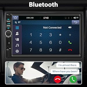 7 Inch Apple Carplay 2 Din Car Radio with Android Auto Bluetooth Handsfree Touchscreen Car Radio with Mirror Link FM/AUX/EQ/TF/AUX/SWC + Rear Camera+Microphone
