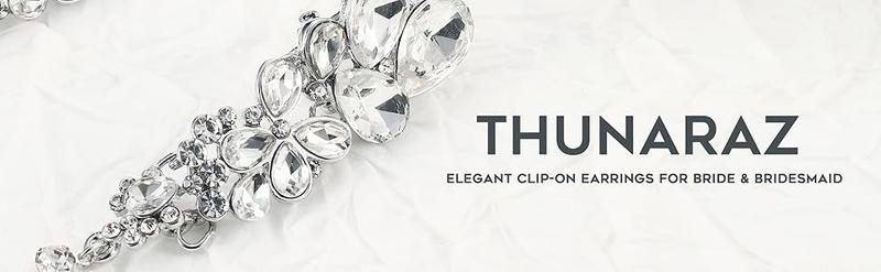 THUNARAZ 4 Pairs Sparkling Tassel Clip on Earrings for Women Non Pierced Rhinestone Chandelier Teardrop Dangle Earrings for Brides Bridesmaids Rhinestone Tassel Chandelier Teardrop Dangle Earrings for Christmas Gift