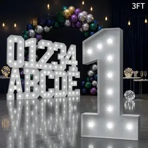 Light-Up Number & Letter (1 Set), Battery-Powered Light-Up Numbers, Giant Numbers for Birthday, Anniversary & Graduation Party Decorations, Happy Birthday Decorations, Party LED Lights, Led Lighted, Battery Powered Ornament