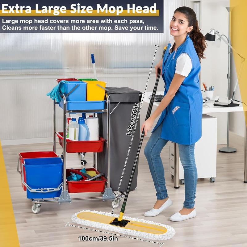 36" Commercial Dust Large Mops for Floor Cleaning, Heavy Duty Industrial Dry Wet Mop with Replacement Mop ,Floor Dust Broom for Hardwood, Tiles, Marble Floors for Hotel Gym Household Cleaning