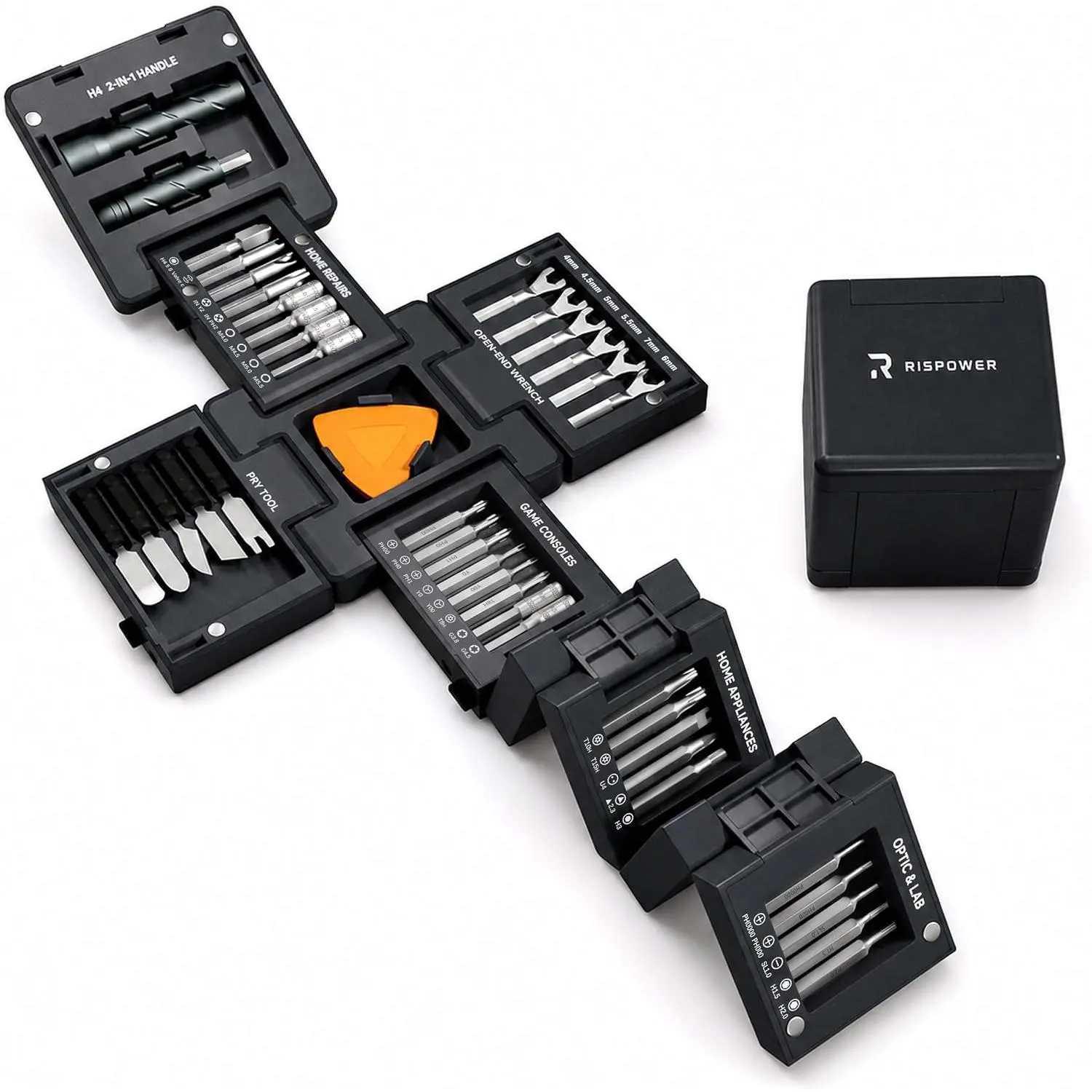 55-in-1 Screwdriver Set, Tool Cube Kit, Electronics Repair Kit with Screwdriver Bits, Wrenches, Pry for Phone, Laptop, Appliances, Game Consoles, & DIY