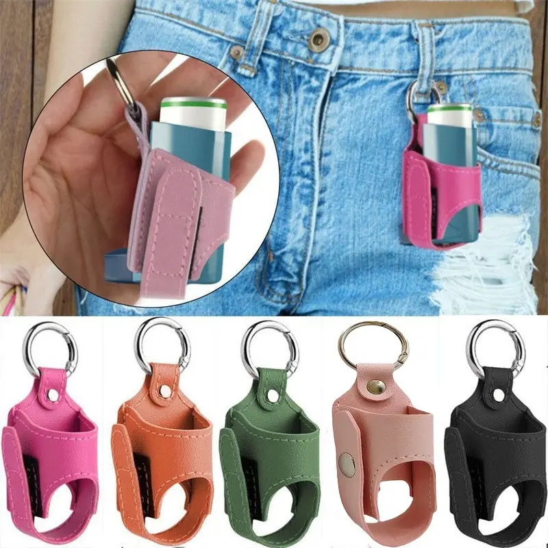 Casual Style Asthma Inhaler Keychain Included Storage Box Cough Bottle Protective Sleeve Portable Outdoor Storage Pouch for Travel Hiking Inhaler Holder Keychain
