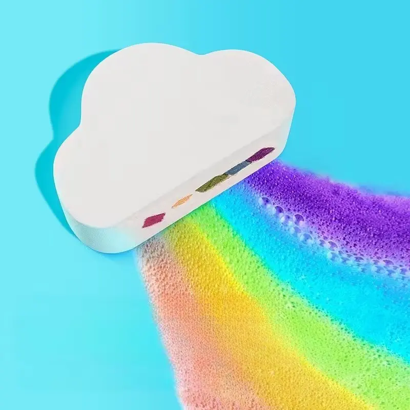 Rainbow Cloud Bath Salt Ball, Cleansing Bath Bomb, Gift Box with Light Essential Oil, Ideal for Christmas Gifts