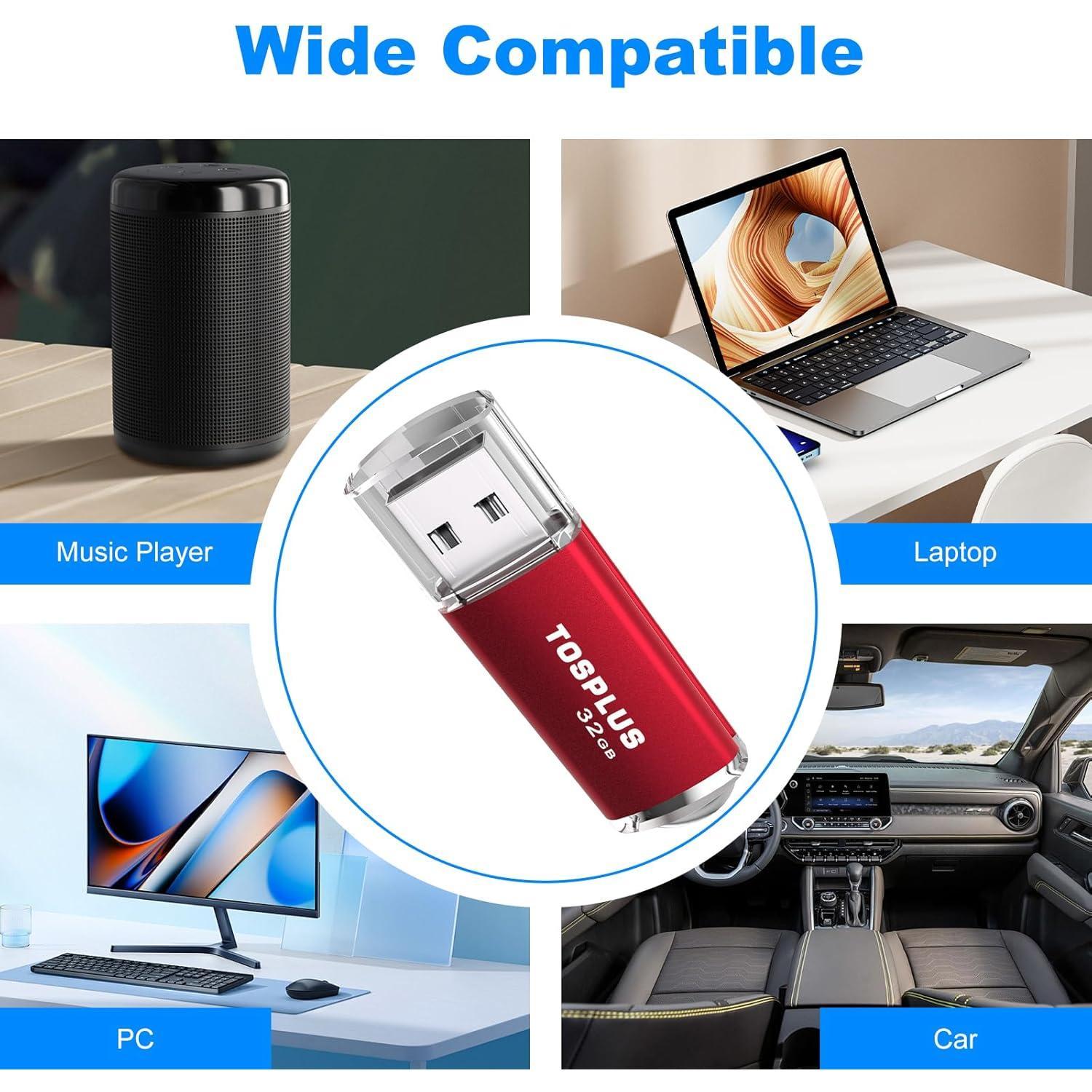 3Pack 32GB USB Flash Drives 32GB Thumb Drives Memory Stick Jump Drive (Black/Red/Blue)