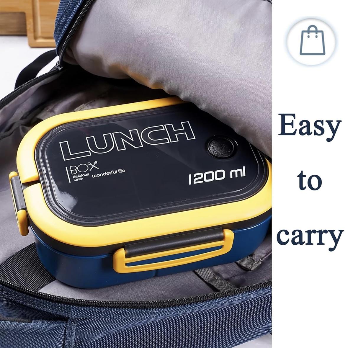 Double Layer Lunch Box with Compartments, Microwave Safe Reusable Plastic Food Container Set, Durable & Dishwasher Friendly, Ideal for School Work Use
