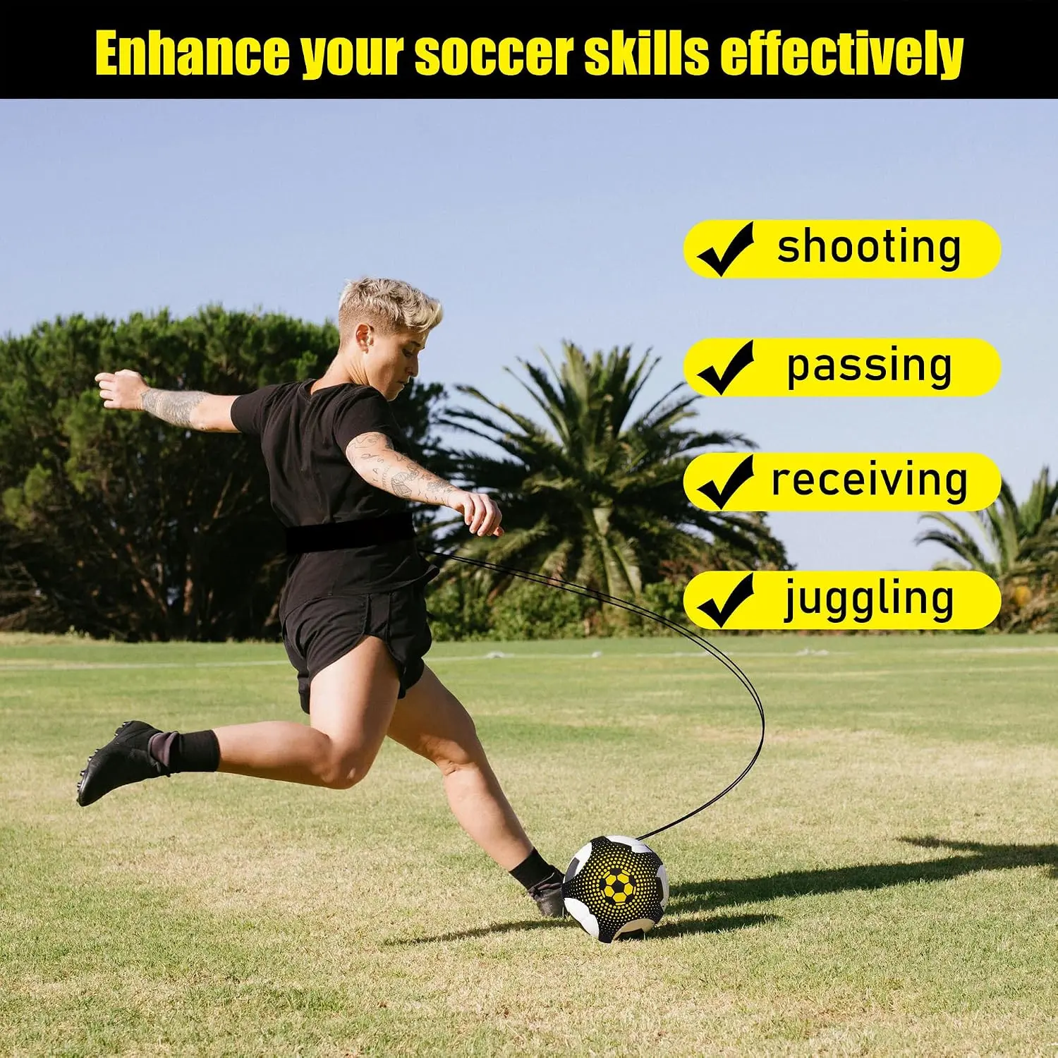 Football Training Equipment, Soccer Kicking Trainer, Solo Football Practice Tool, Juggling Ball Holder, Skill Enhancement Aid for Sizes 3, 4, 5, Football Accessories
