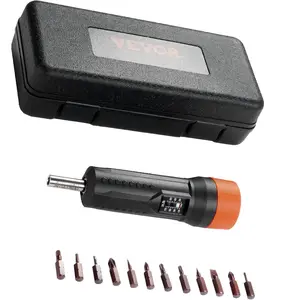 VEVOR 1/4" Drive Torque Screwdriver Wrench Set 10-70 in-lbs Torque Adjustment Range 1 in-lb Increment Torque Screwdriver Driver Bits Set with View Window, 12 Bits Case, Magnetic Function