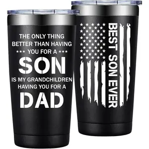 Son Gifts from Mom, Dad - Fathers Day Christmas, Birthday Gifts for Son - 20 Oz to My Sons Tumbler Cup 20 OZ Stainless Steel Tumbler
