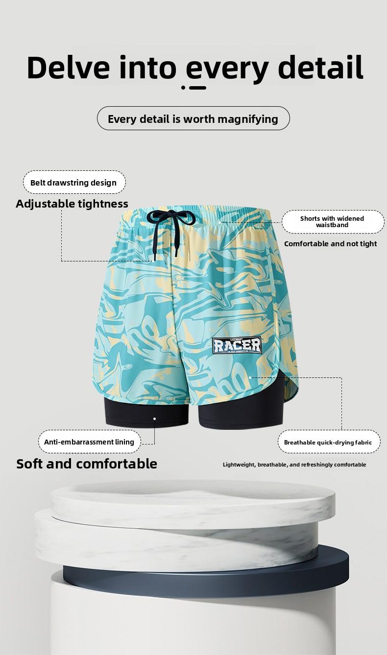 Adult Swimming Trunks Men's Flat-angle Five-point Swimsuit Set Anti-embarrassment New Professional Beach Adult Swimming Equipment