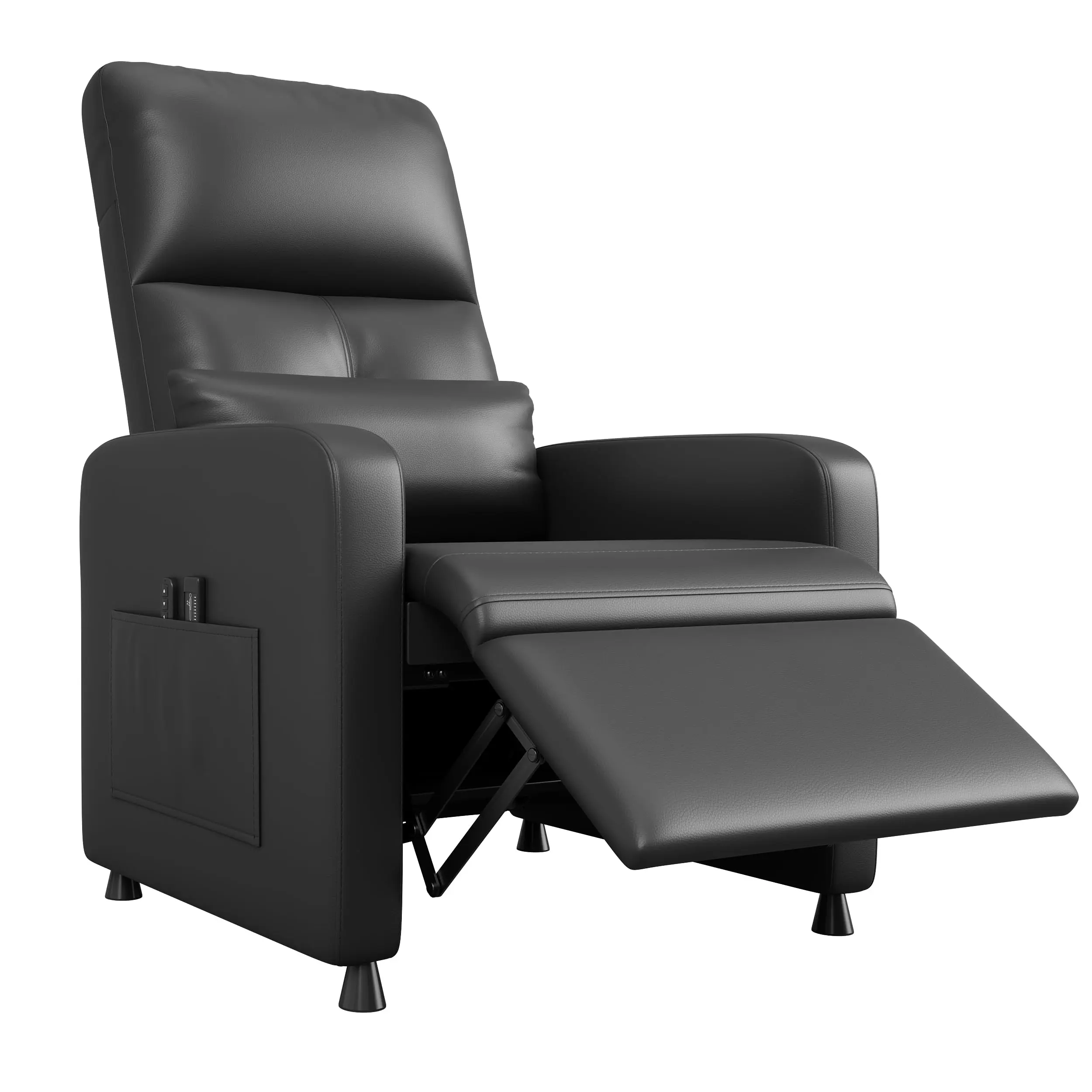 Heated & Massage Power Recliner Sofa Chair – Overstuffed PU Leather, Tall Back, Padded Seat, USB Port, Side Pockets, Ergonomic for Living Room, Home Theater & Game Room