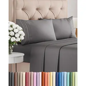 Queen Size 4 Piece Sheet Set - Comfy Breathable & Cooling Sheets - Hotel Luxury Bed Sheets for Women and Men - Deep Pockets, Easy-Fit, Soft and Wrinkle Free Sheets - Dark Grey Oeko-Tex Bed Sheet Set